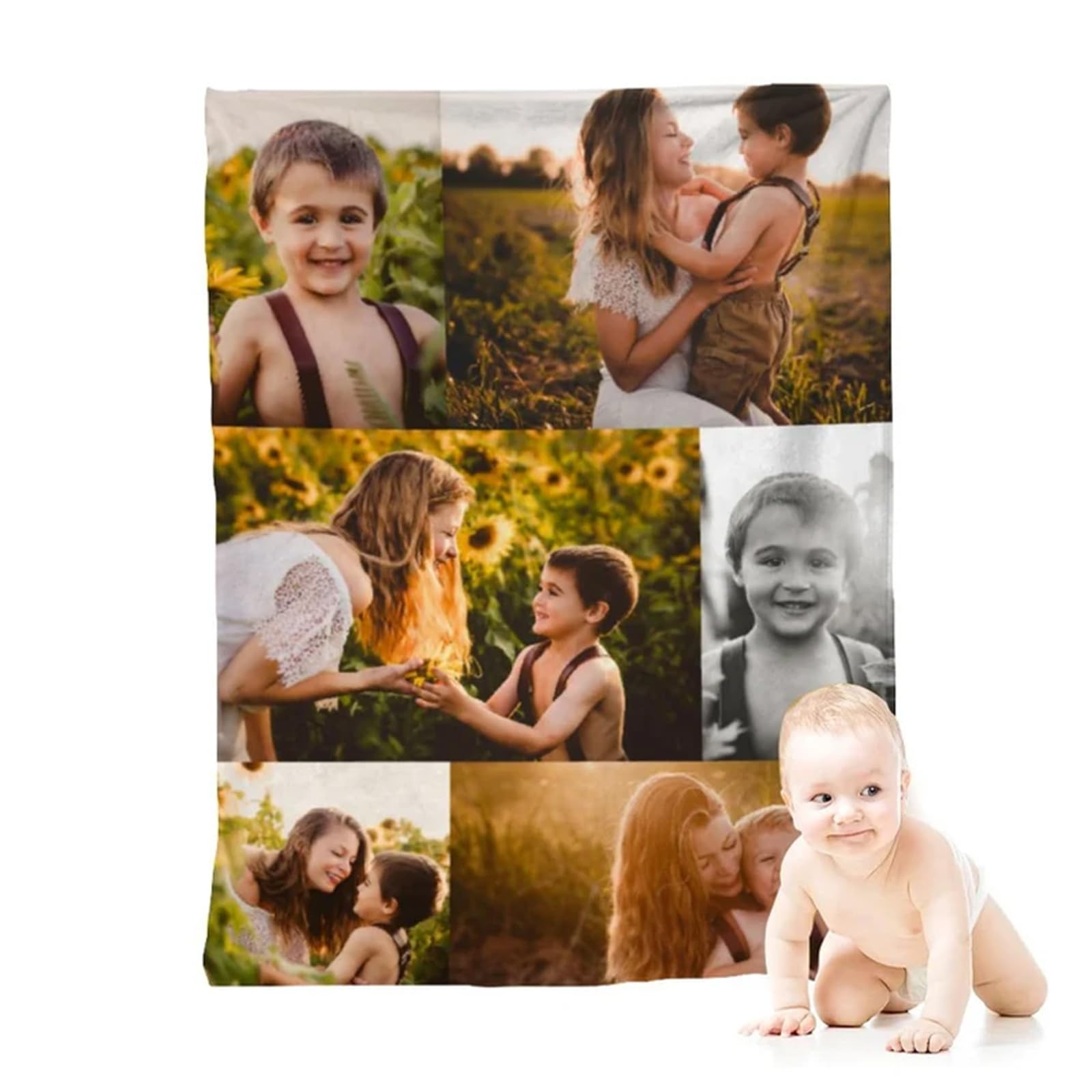 ggtg Custom Blanket Personalized with Photos, Custom Photo Blankets with Pictures,Personalized Picture Blankets for Adults (100x150cm/39x59'')