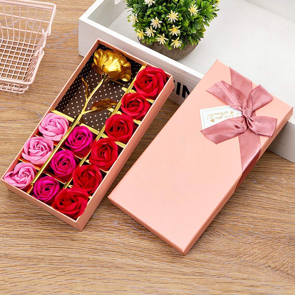 Lot de 12 fleurs de savon parfumées pour la salle de bain, pétales roses, cadeau pour anniversaire, mariage et Saint-Valentin