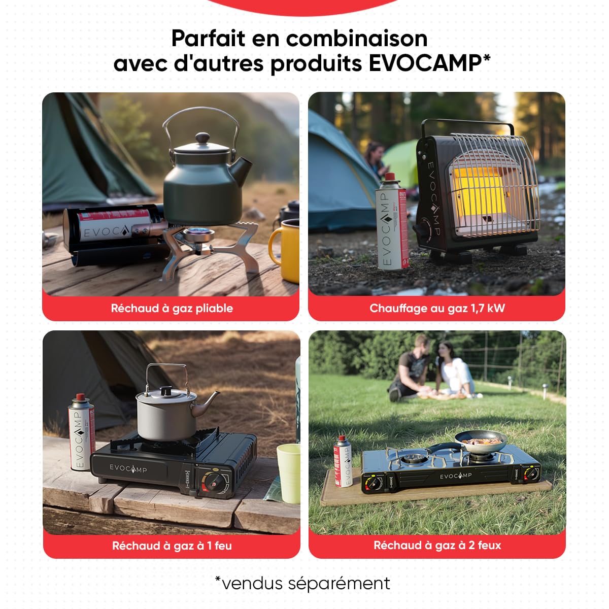 EVOCAMP Bouteille de gaz Butane Type MSF-1a Valve à baïonnette idéale pour réchaud Camping Chauffage au brûleur Mauvaises Herbes Cartouche Universelle sous Pression