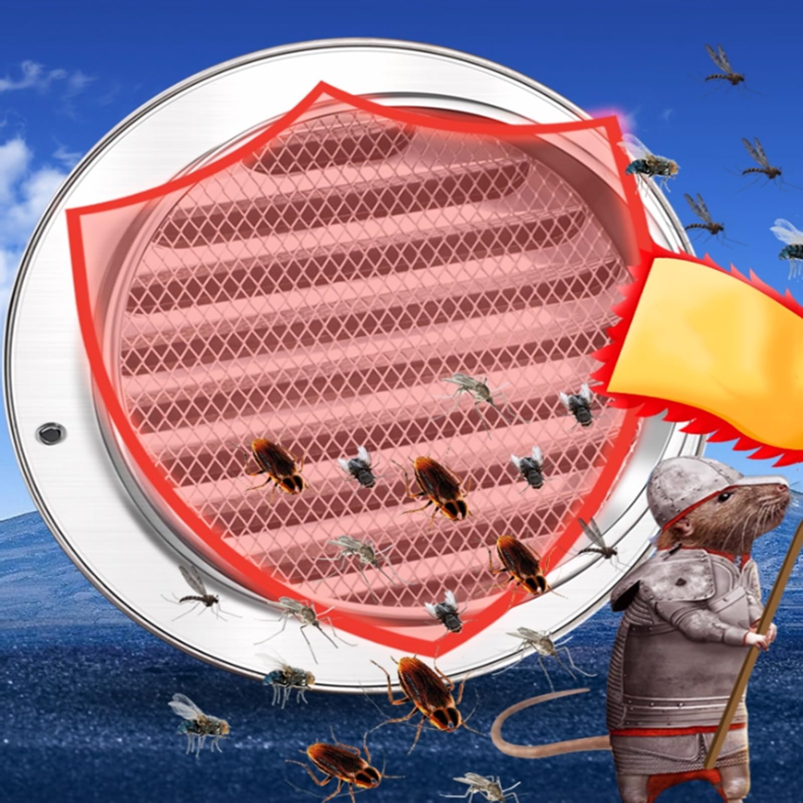 Grille D'aération Murale Ronde À Persiennes, Grille Ventilation en Acier Inoxydable avec Moustiquaire pour Applications Domestiques ou Industrielles(300mm/12inch)