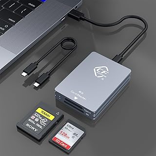 CFexpress Type A and SD Dual-Slot Card Reader, USB 3.1 Gen 2 10Gbps CFexpress Reader, Portable CF Express Card Reader Included USB C to USB A/C Cable, Compatible with Windows/Mac/Linux/Android