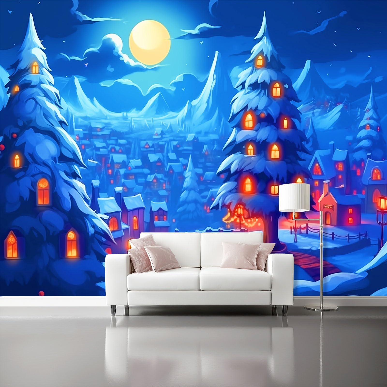Photo murale sapin de Noël bleu 250x175 cm pour relooker un bureau terne