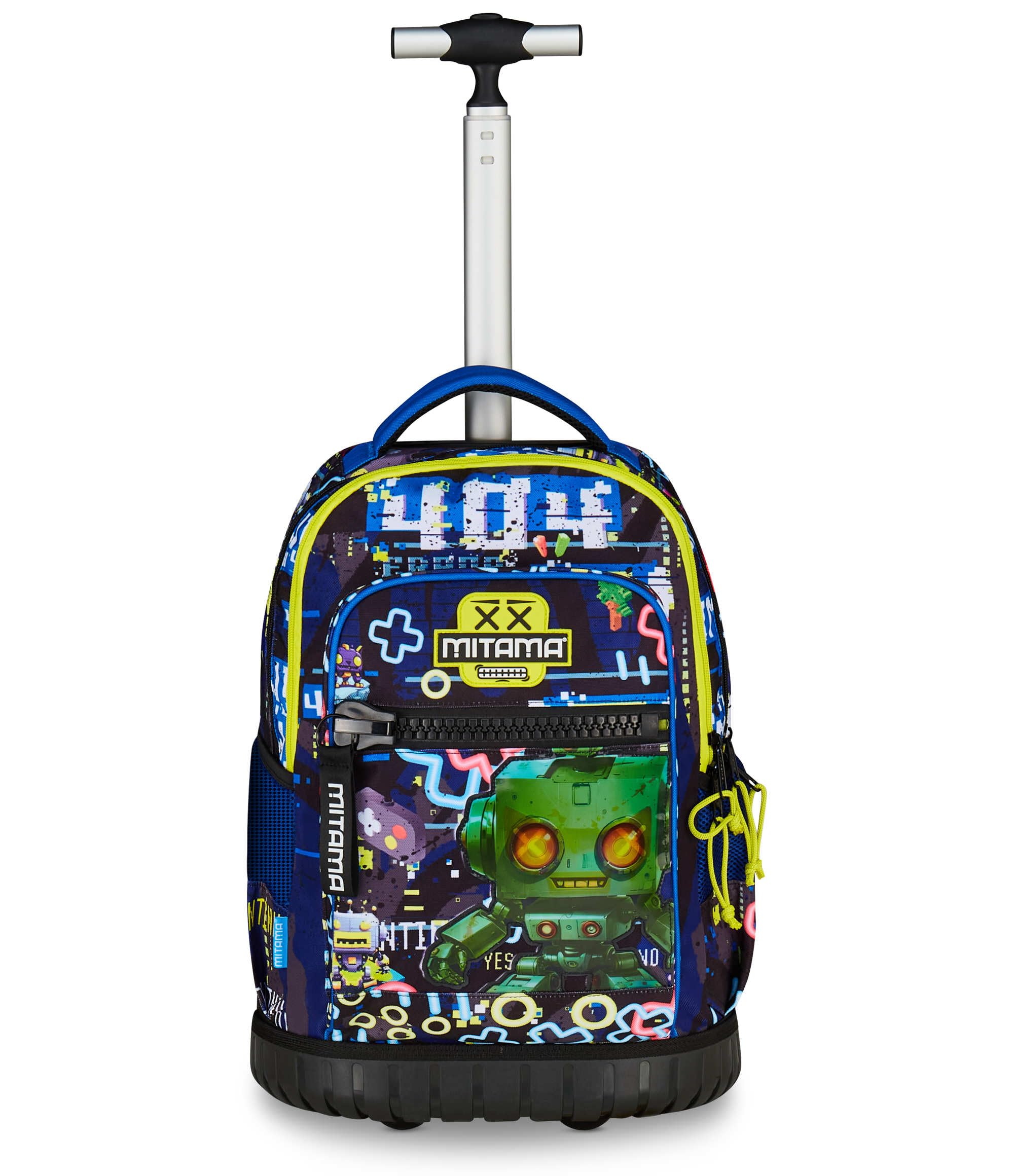 Mitama Trolley Scuola Run Maxi GAMING404, Blu, Doppio Scomparto, Tasca Frontale, 2 Tasche Laterali, Scuola Elementare e Tempo Libero, Bambino
