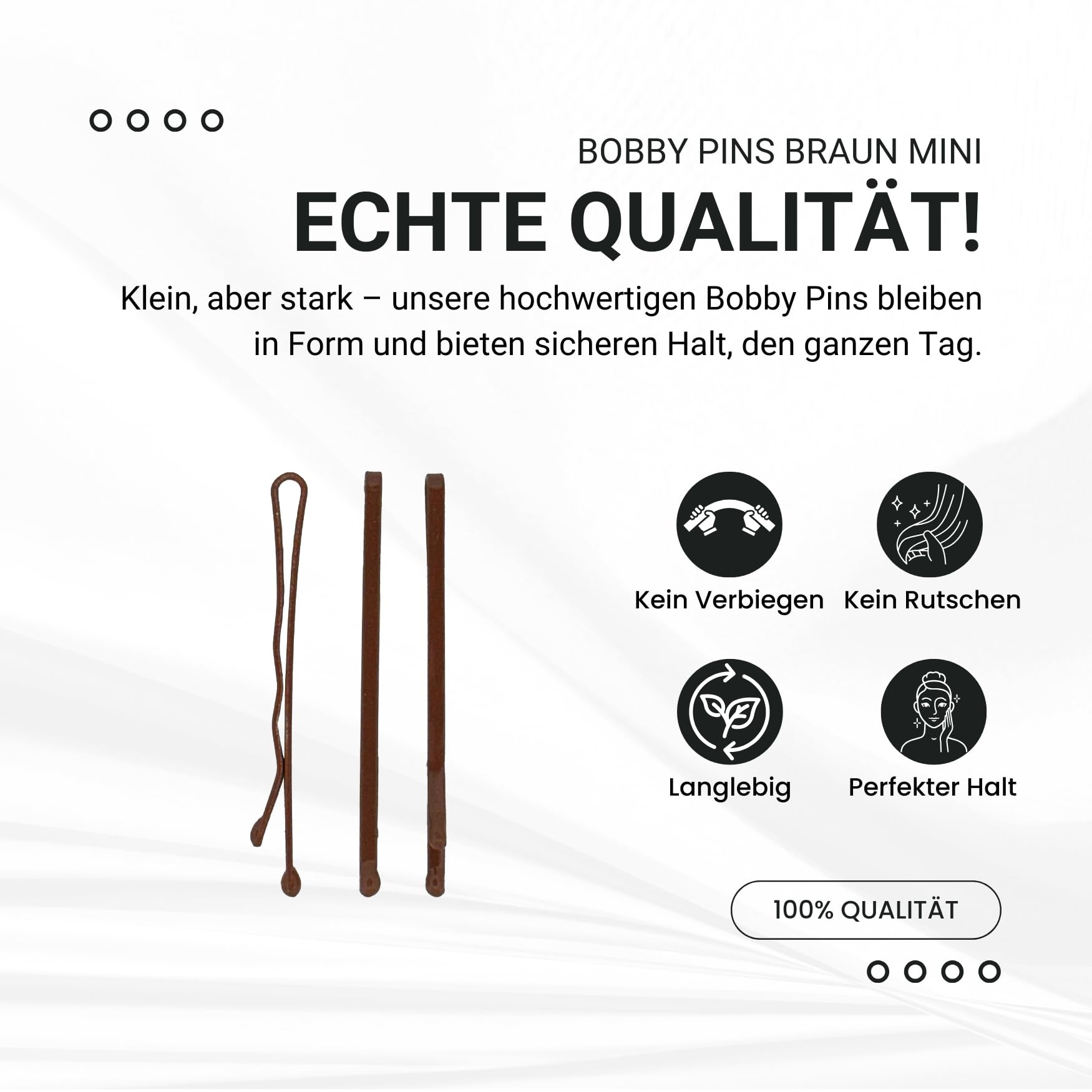50 Mini Hair Grips Hair Bobby Pins Brown 3.4 cm Delivered in a White Box of Love, Box colour: white, 50 count (Pack of 1) - Image 2