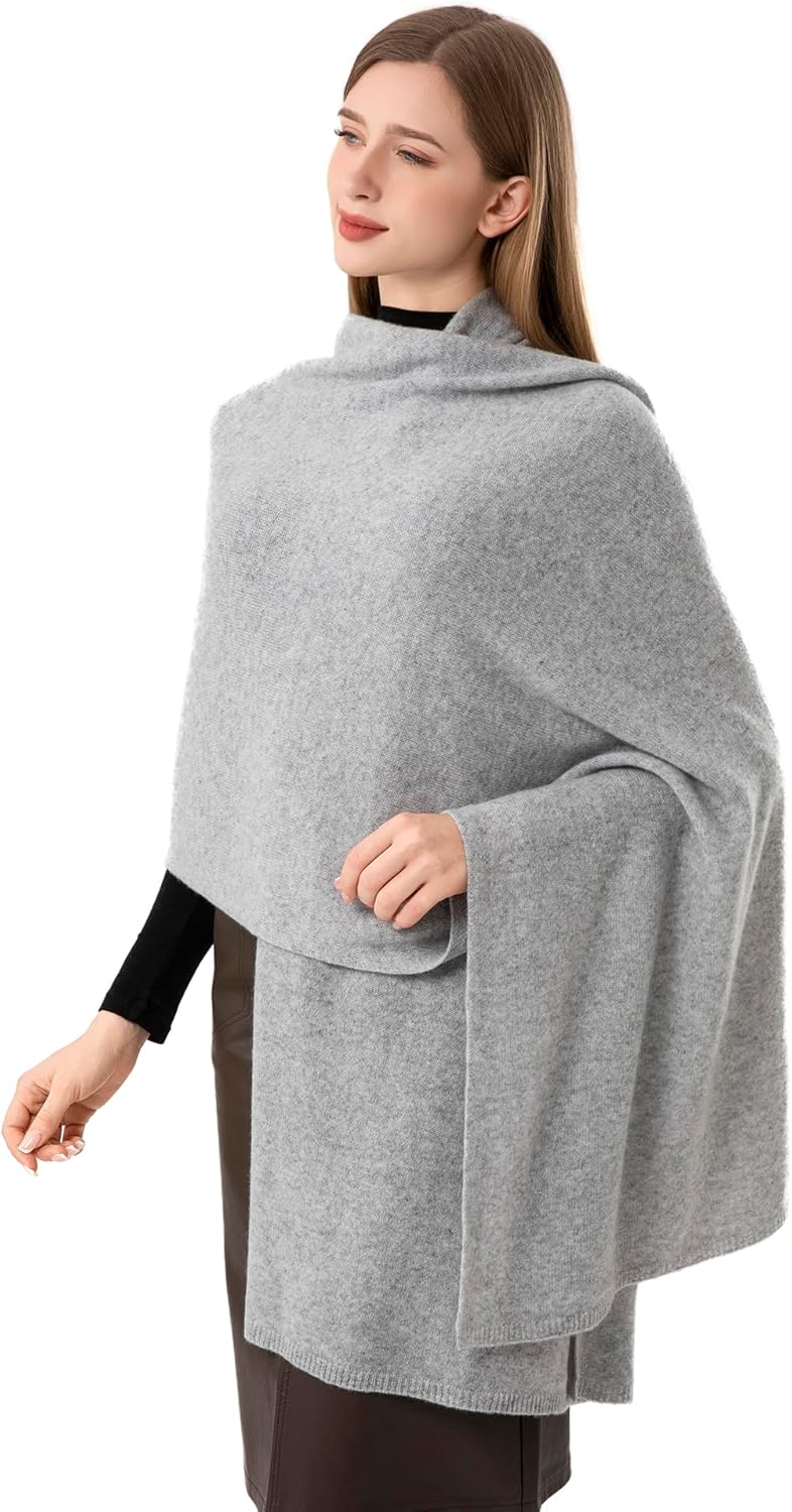 100% Cashmere Wrap Warm Soft Knitted Scarf Stole for Women Airplane Travel Blanket 87x28 in Extra Large Pashmina