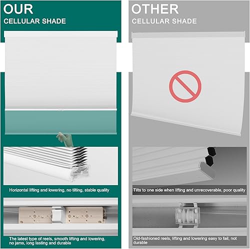 Miniatura 3 de BERISSA Persianas celulares opacas sin cordones, persianas de panal para ventanas, oscurecimiento de la habitación y persianas con aislamiento