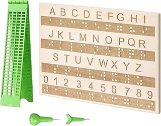 Kit De Escritura Braille - 4 Líneas 28 Celdas Suministros para Discapacidad Visual,Kit de Autoaprendizaje Braille - Para...