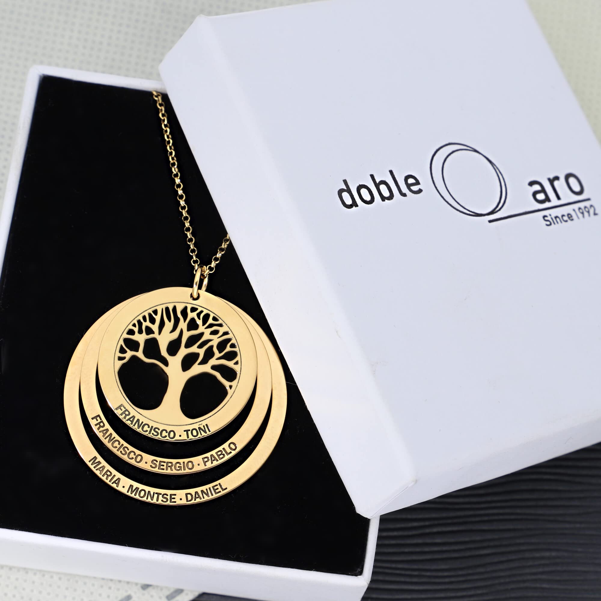 Collar Arbol de la Vida Personalizado para Mujer en Plata de Ley - con Cadena de 45 cm + Alargador - Regalo Original para Madres y Abuelas