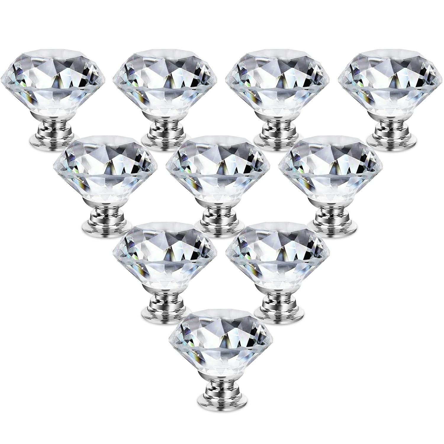 Perillas de cajón de cristal, perillas de tocador, 3X Juego de perillas de tocador de gabinete decorativo de vidrio de diamante Tirador de puerta de muebles de aleación de Zine Tirador for Perillas de cajón de cristal, perillas de tocador, 3X Juego de perillas de tocador de gabinete decorativo de vidrio de diamante Tirador de puerta de muebles de aleación de Zine Tirador for