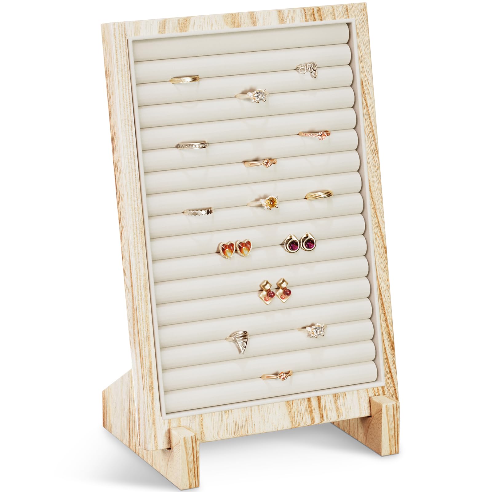 Lolalet Espositore Gioielli in Legno, Porta Anelli Espositore, Organizer Anelli, Porta Anelli per Negozi - 1 pezzi