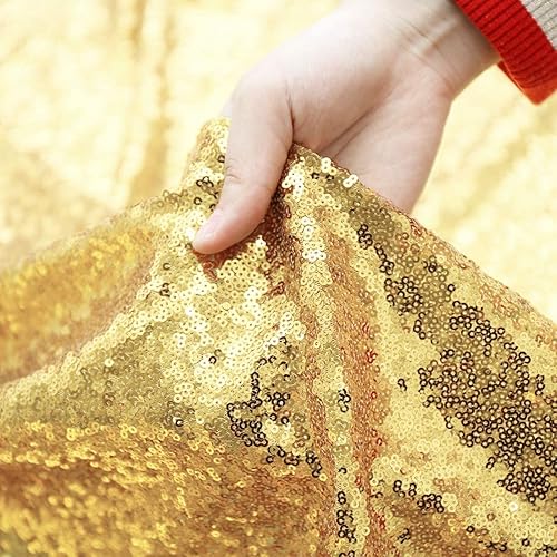 Miniatura 8 de PartyDelight Falda de árbol de Navidad con lentejuelas de 50 pulgadas, color dorado