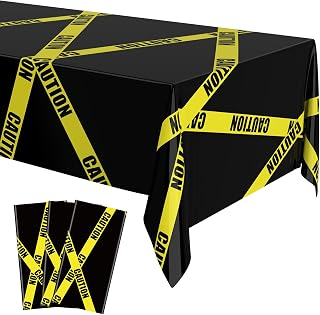 Irenare 3 Pcs Halloween Construction Party Table Cloth 54x108, Black | Disposable for Dump Truck Themed Birthday Halloween Party Decor, Rectangle Table Covers, Work Site Theme Supplies
