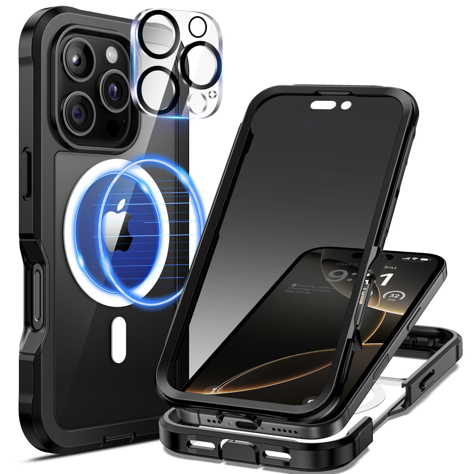 Custodia Antiurto Per IPhone 16 Pro Max Con Protezione Schermo Integrata – Supporto Magnetico Invisibile, MagSafe, Militare - 3