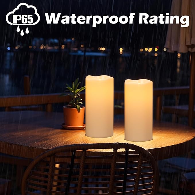 Wondise Wondise Solar Powered Candles IP65 Outdoor Waterproof Rechargeable LED Candles Battery Operated Dusk to Dawn Plastic for Camping Patio Porch Lanterns(2 Pack, 4" D x 8" H) photo 6