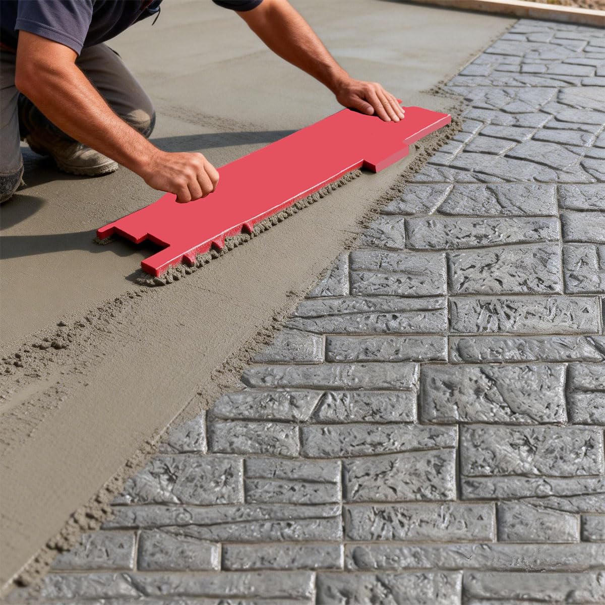 Moule à Empreinte pour BéTon Et Ciment avec PoignéE, Tapis De Moulage en PolyuréThane Durable pour BéTon, IdéAl pour La DéCoration ExtéRieure