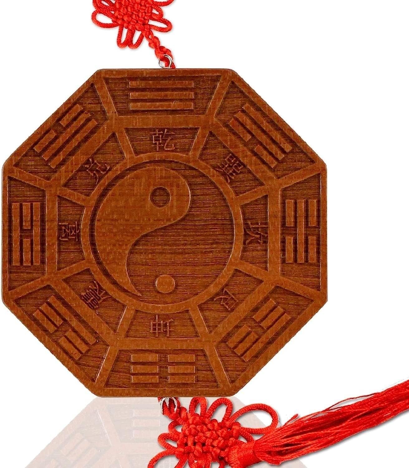 YATUOPNG Bagua Mirror Traditional Chinese Feng Shui Wooden Lucky FengShui Home Decoration Mirrors