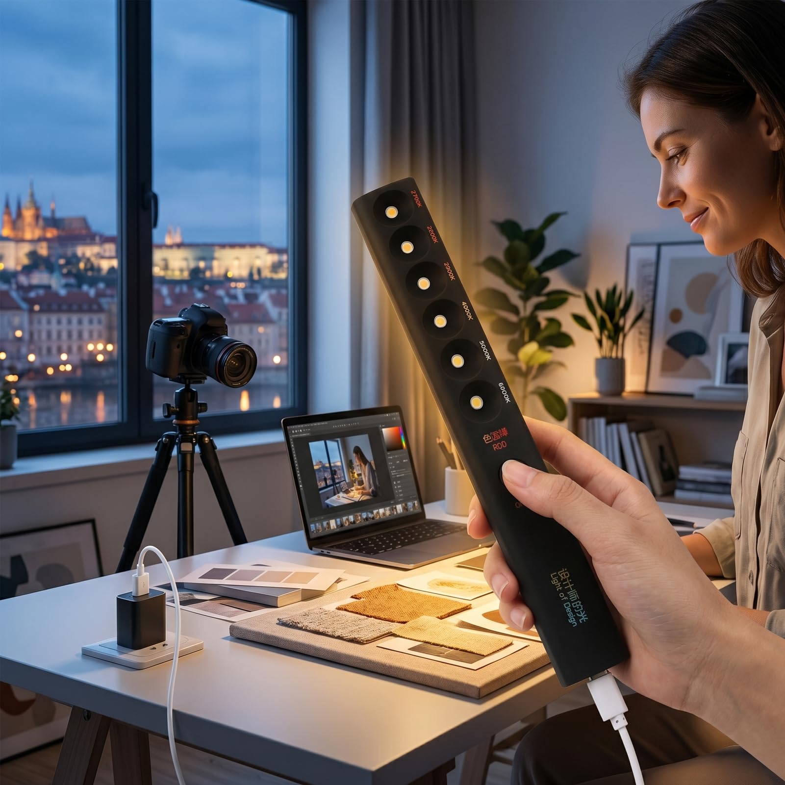 Bâton lumineux portatif de température de couleur de poche bâton de lumière vidéo de photographie professionnel rechargeable 2700K 6000K 6 modes bâton de lumière de