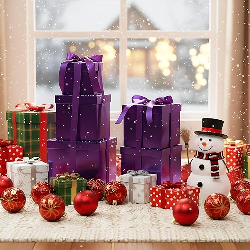 Vista 54 de Cholemy 5 cajas de regalo para Navidad con tapa y cinta, cajas de anidación cuadradas de tamaño mixto, cajas de envoltura de regalo, cajas 5