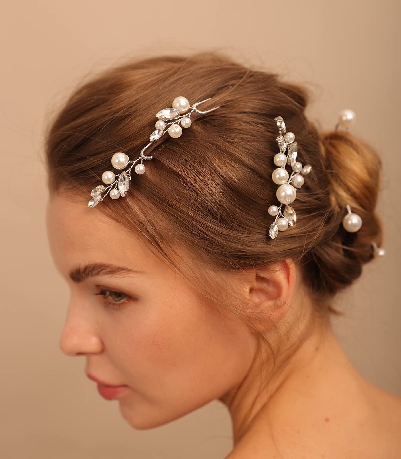 Set Di 4 Fermagli Per Capelli Da Sposa - Argento Con Strass E Cristalli - Clip Floreali In Lega Di Zinco - Per Matrimonio, Ballo, Feste, Occasioni Speciali