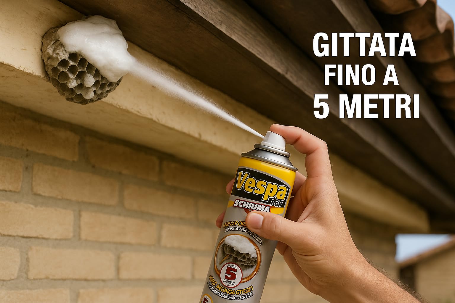 Insetticida Schiumogeno per Vespe e Calabroni - Spray Vespajet Schiuma con Gittata fino a 5 Metri - 750 ml - Azione Rapida e Residuale per Uso Esterno (2, 750ml)