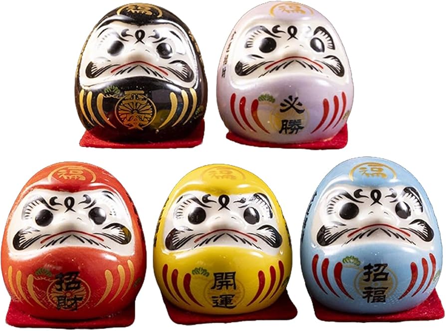 Amazon.co.jp: 日本だるま 小, 一套五个装陶瓷达摩日本达摩娃娃 日本达