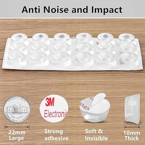 Miniatura 4 de Tope de goma para pomo de puerta, parachoques de perilla de puerta para pared, 36 topes de puerta pequeños y 20 almohadillas para parachoques, tope