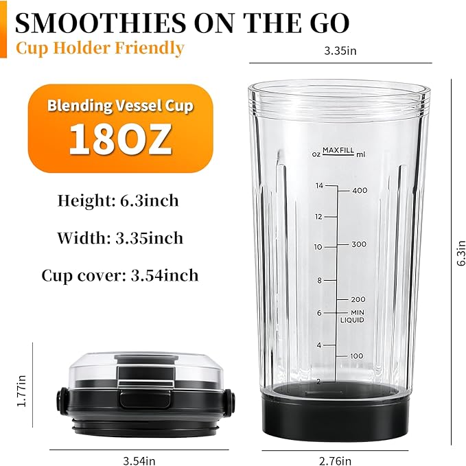 Vaso para Licuadora 18oz con Tapa Gdrtwwh Compatible Ninja BC100 miniatura 3