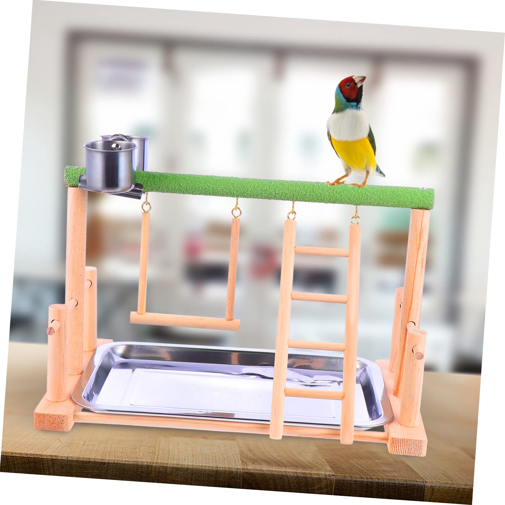 Milisten Playstand con Posatoi e Giocattoli per Uccelli Giochi per Pappagalli e Cockatiel per Arrampicarsi e Masticare Stabile