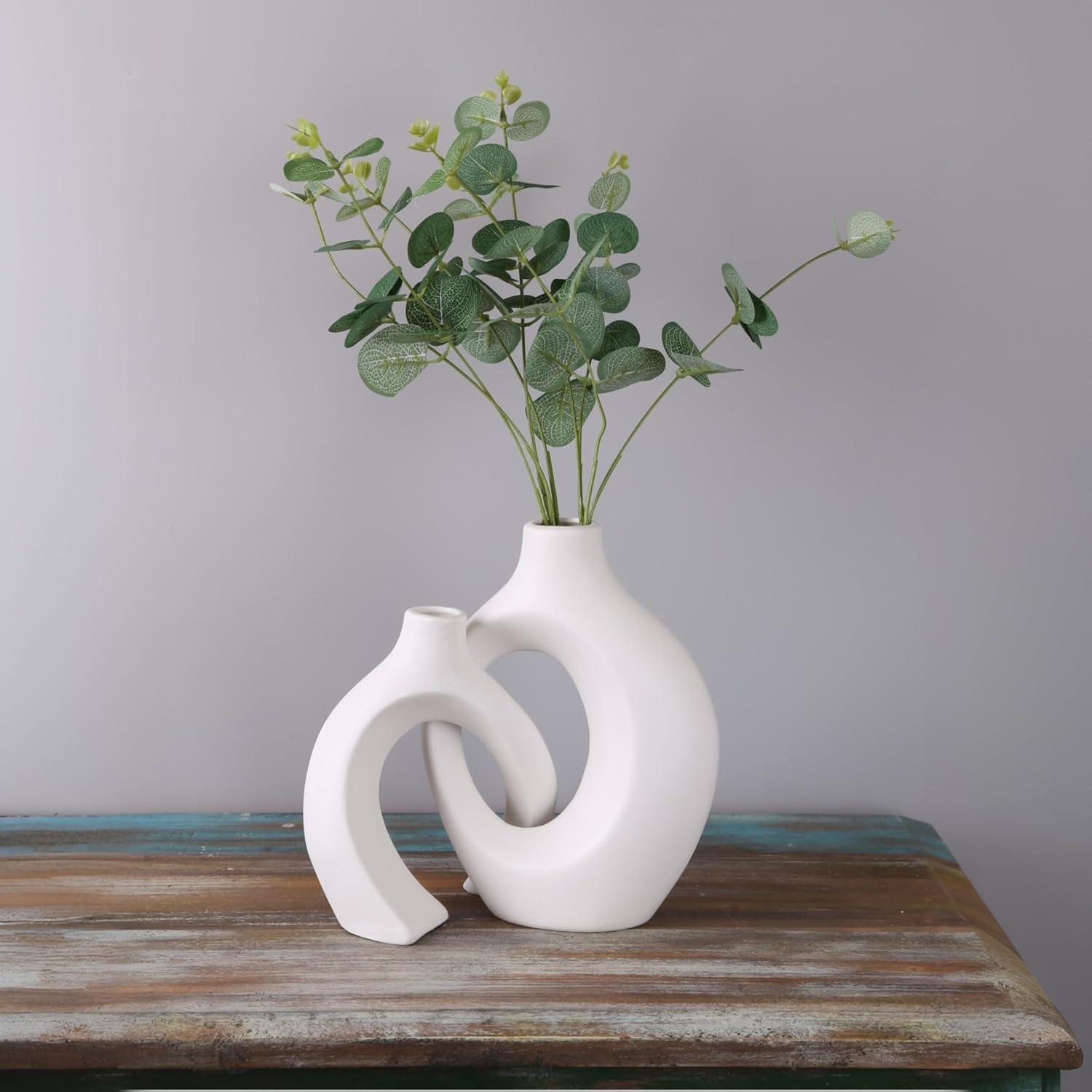 BRMM MIA Ceramic Vase, Nordic Trendy Boho ins Type Ornamental Ceramic Aesthetic Flower Vase for House Decor (Snuggle)