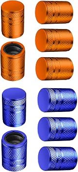 5 Pack Orange + 5 Pack Blue Tire Valve Stem Caps Metal Air Caps with Plastic Liner, Corrosion Resistant, Leak-Proof, Universal Stem Covers