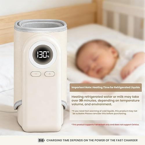 Miniatura 7 de Calentador de botellas portátil para viajes, calentamiento rápido con batería, envoltura de 360 grados de calentamiento uniforme, batería de 10000