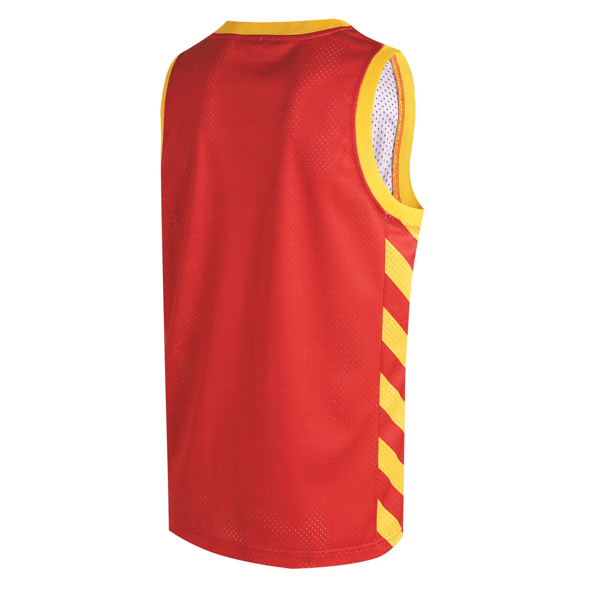 Pullonsy Men's Basketball Jersey Boys Girls Mesh Casual Hip-Hop Shirts Running Jogging Training Outfit Workout Gym Tank Tops Yellow Neck-Red Jersey,Men Size Large