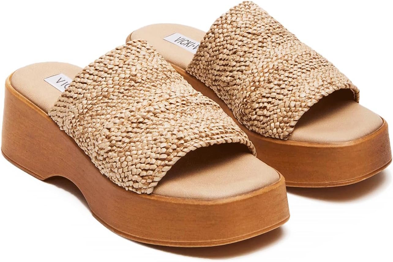 VICKI·VICKI Platform Sandals Women Slip On Wedge Sandals for Women Slides Espadrille Summer Bohemia Outdoor Beach Sandals Natura - Image 4