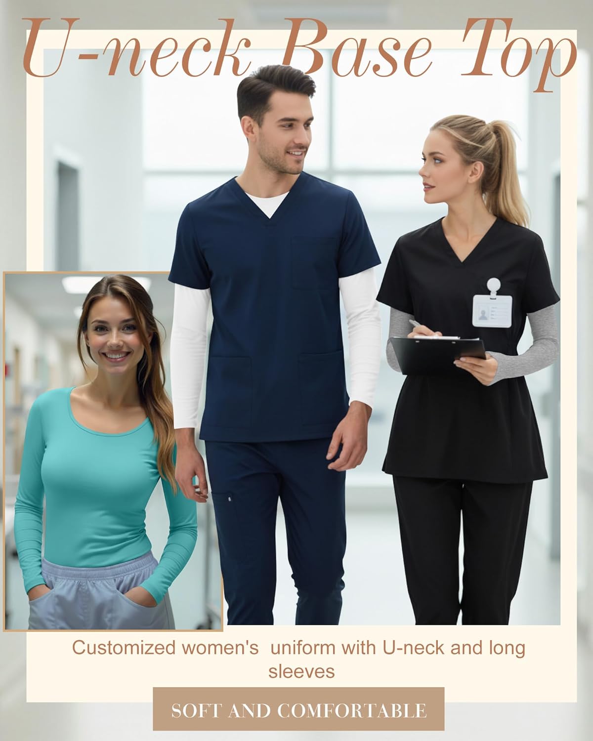 5 Pack Underscrub for Women Long Sleeve Shirts Fitted Scoop Neck Tops Basic Layering Tee Knit Tops for Nurse - Image 6