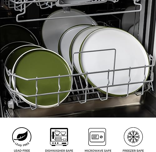 Miniatura 5 de AmorArc Juego de 6 platos de cerámica redondos de cerámica de 8.0 pulgadas, para postres, ensaladas, aperitivos, etc., aptos para microondas y