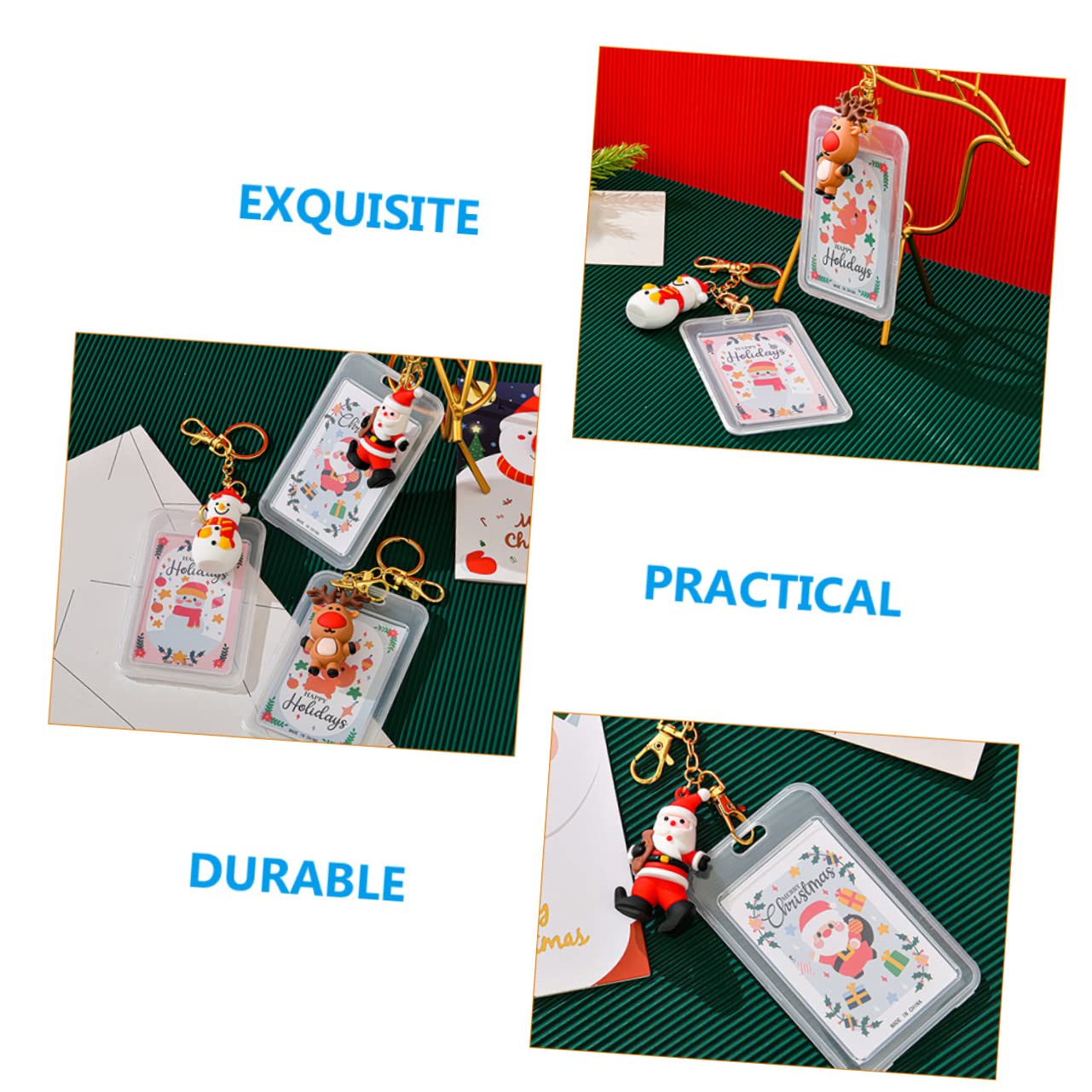 Housoutil 16 Wasserdichte Transparente Ausweishüllen mit Weihnachtsmotiven Doppelseitig Verschleißfest Leichter Schlüsselanhänger für Schüler und Arbeitspässe als