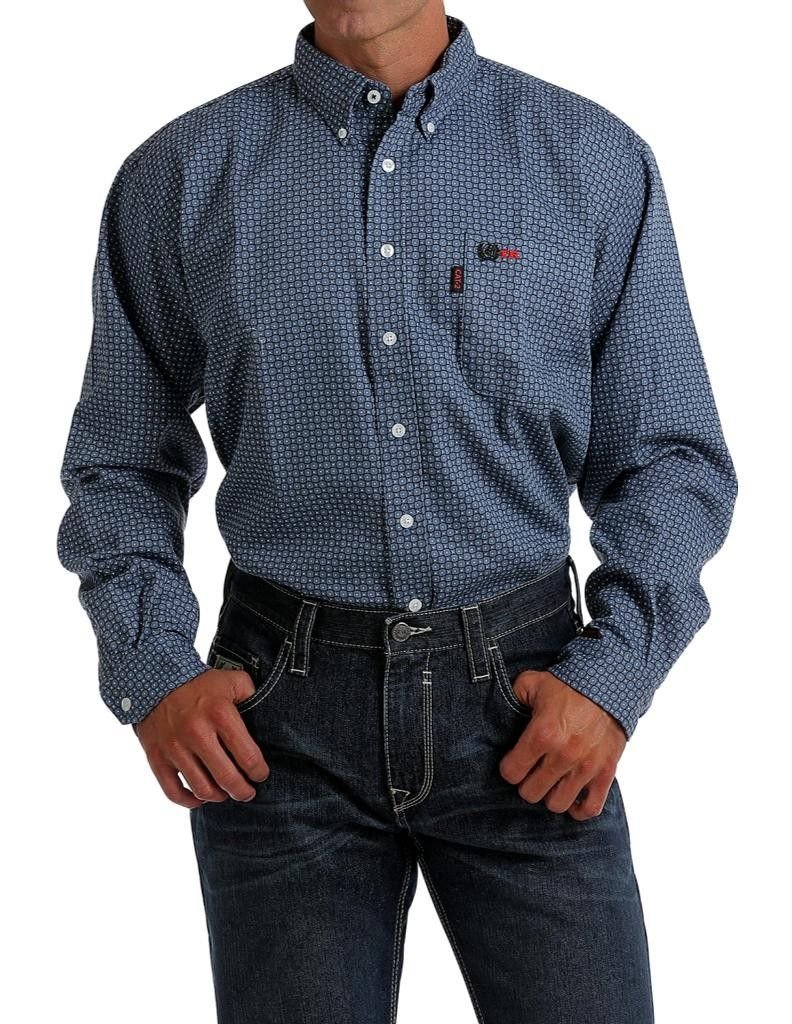 Men's Blue Geometric Print Fr Shirt - Wlw3002008