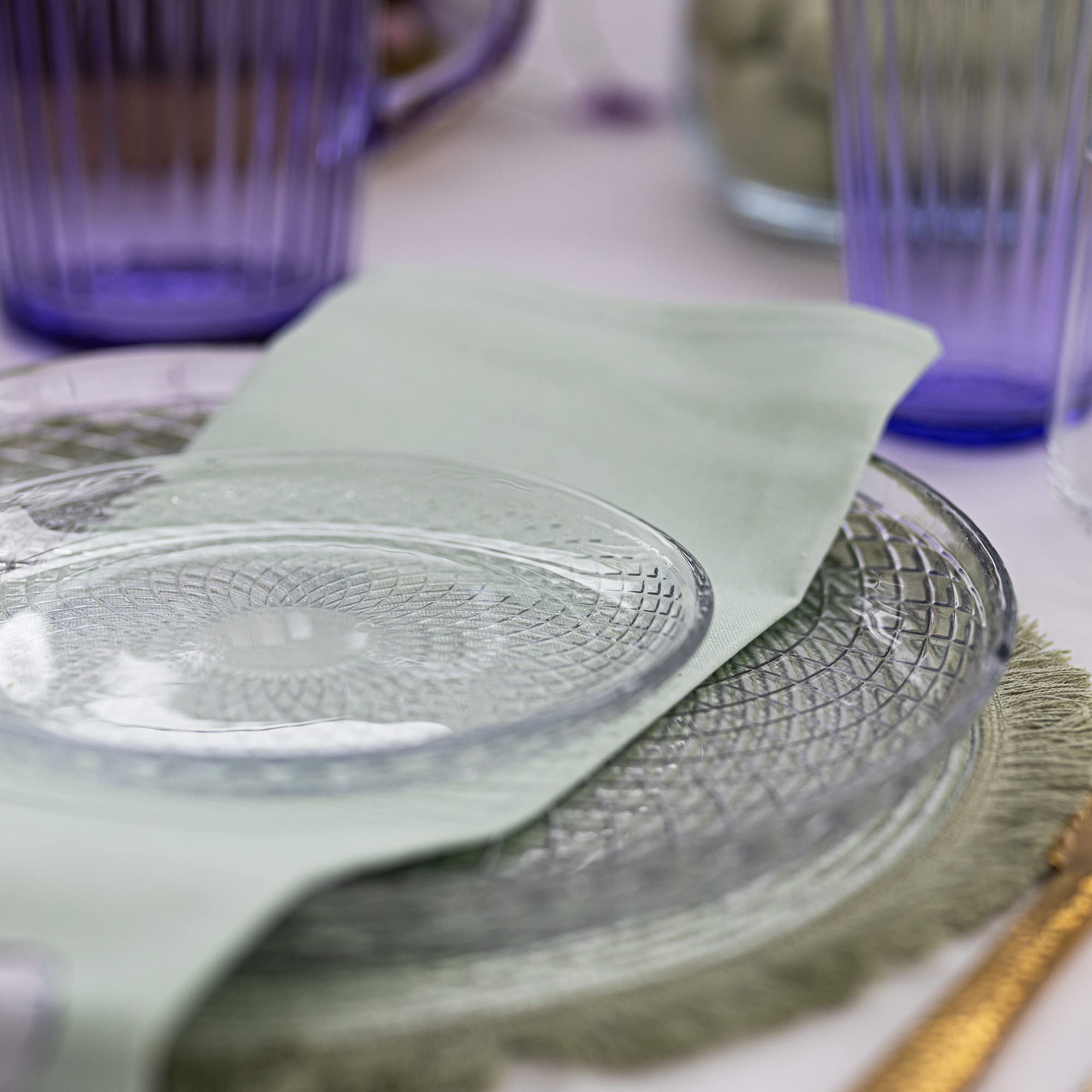 TREND FOR HOME Lot de 4 Petites Assiettes en Verre Transparent Assiettes à Dessert Salade Tapas Pâtes Gâteau Assiette à Petit-Déjeuner Service de Table, Ø 17.4 cm, Dessin Géométrique, Elina