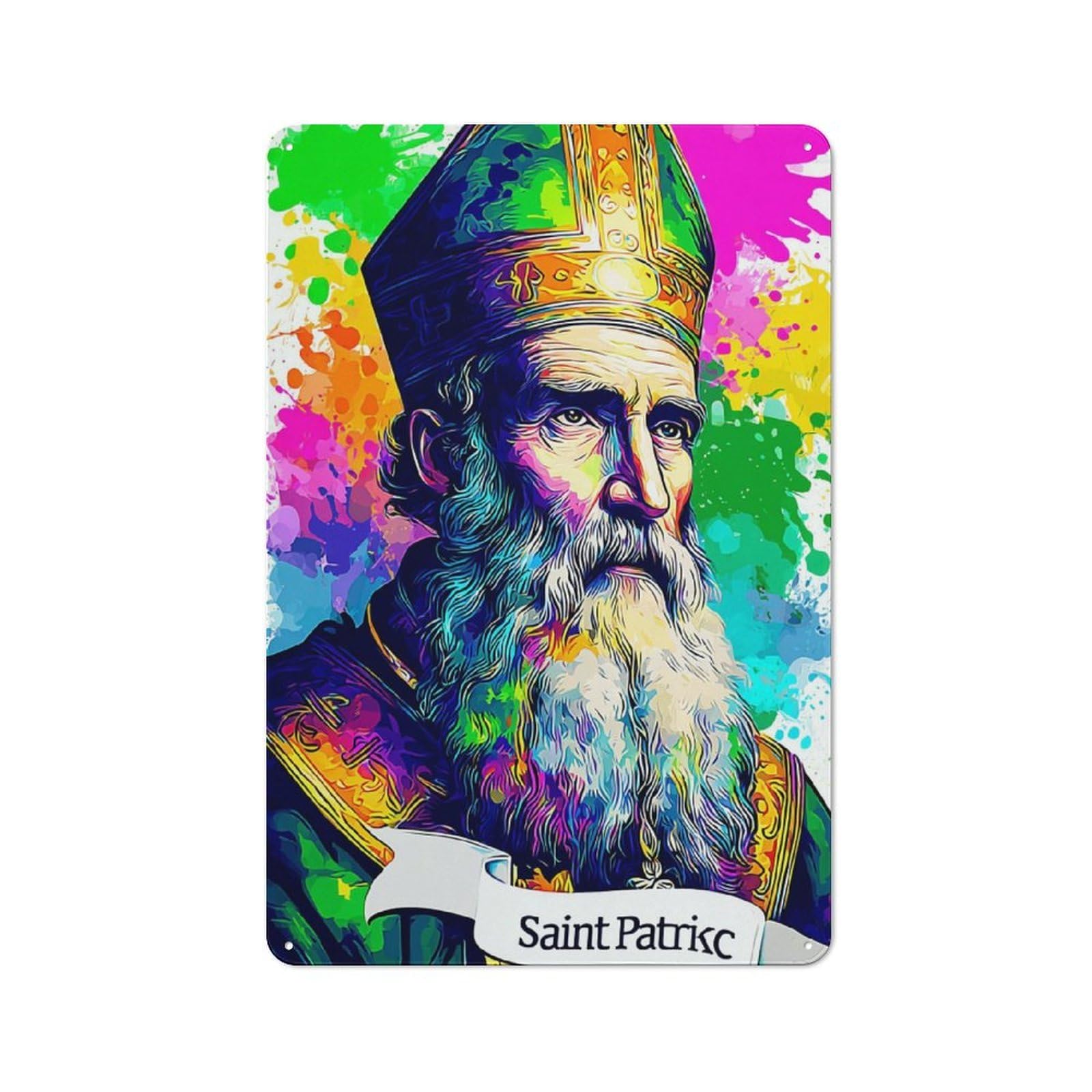 Junmoney Saint Patrick A Colorful Legend -1 Clean Industrial Decorative Metal Plaque 30X20cm, Loft Wall Plaque For Modern Home, Workshop, Office Or Cafe