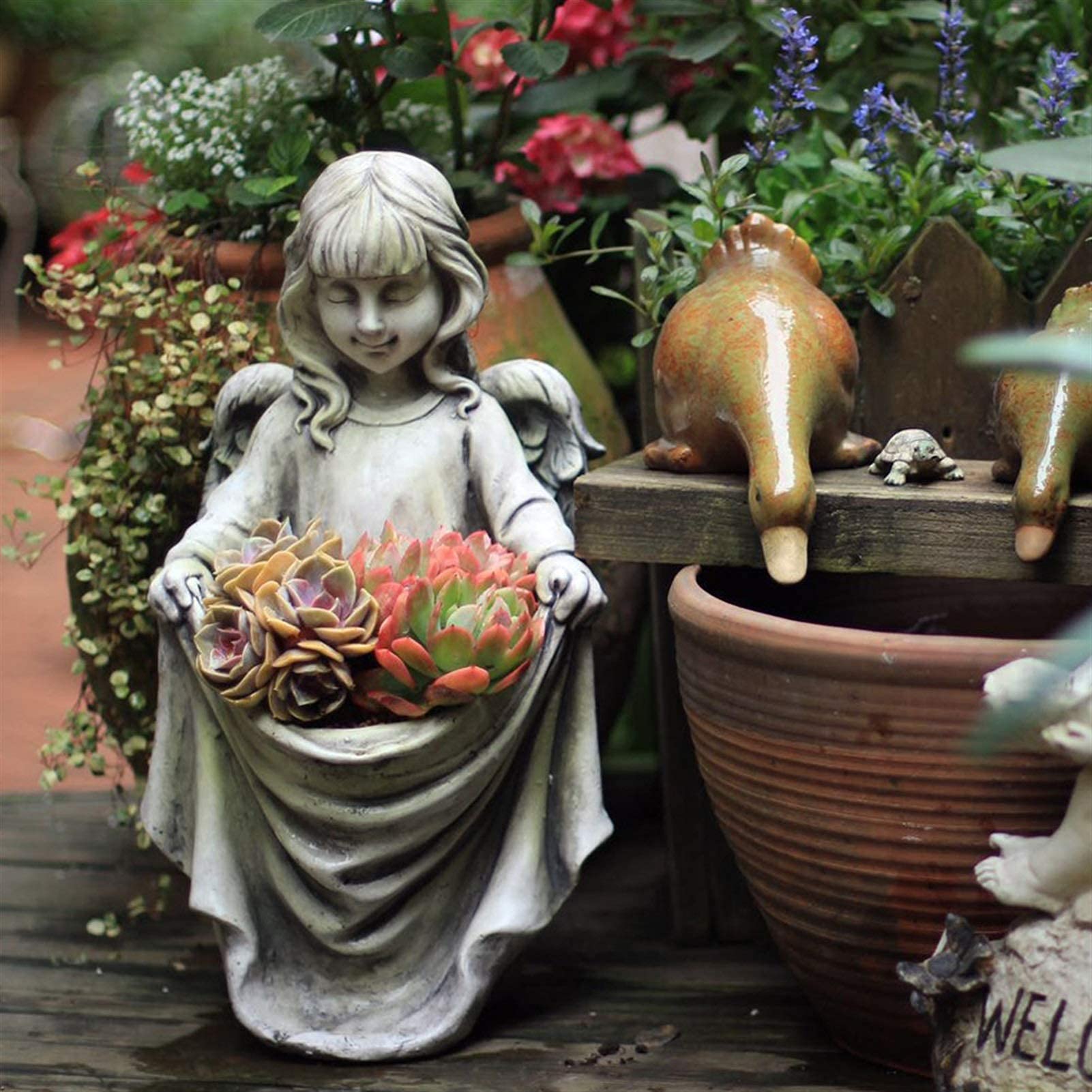 XJBTBA Maceta de jardín Ornamenti sculture Figurine Collezione Ragazza Ritratto Art Pot per pianta da Giardino Esterno Studio