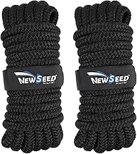 MALZE-NEWSEED Dock Lines 2 Pack 5/8" x 25' Double Braided Nylon Boat Rope with 15" Eyelets, Marine Grade Premium Mooring Lines for Docking, Black