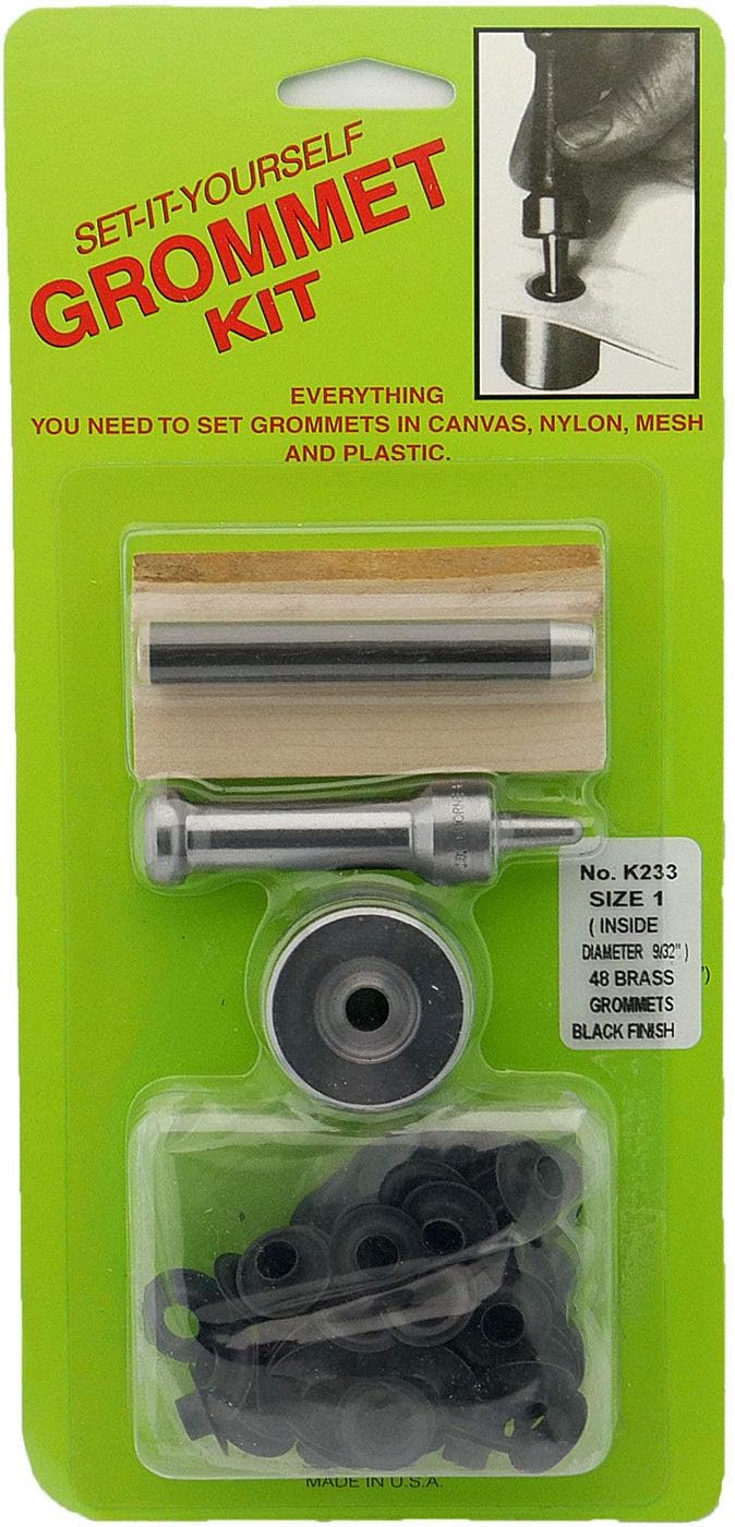 C.S. Osborne Set-It-Yourself Grommet Kit K233-1, 9/32" Hole, W/Black Grommets