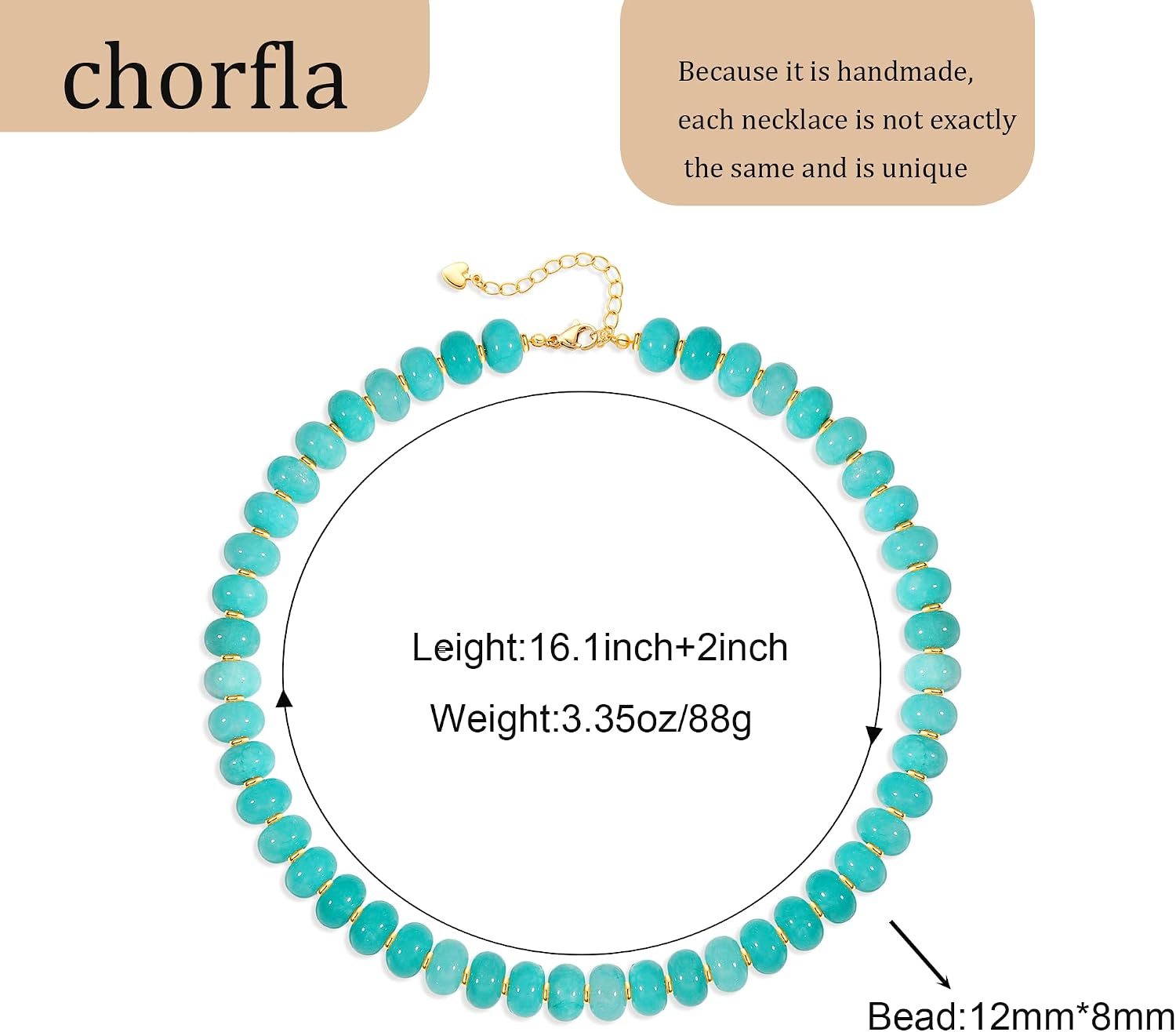 Beaded Chunky Necklace for Women, Boho Colorful Bead Choker Necklaces Natural Stone Summer Beach Handmade Jewelry Necklace
