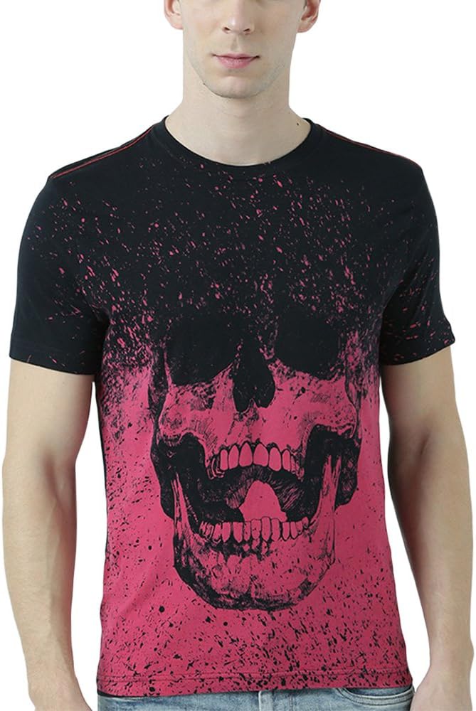 HUETRAP Mens Sport Your styleRound Neck Black T Shirt