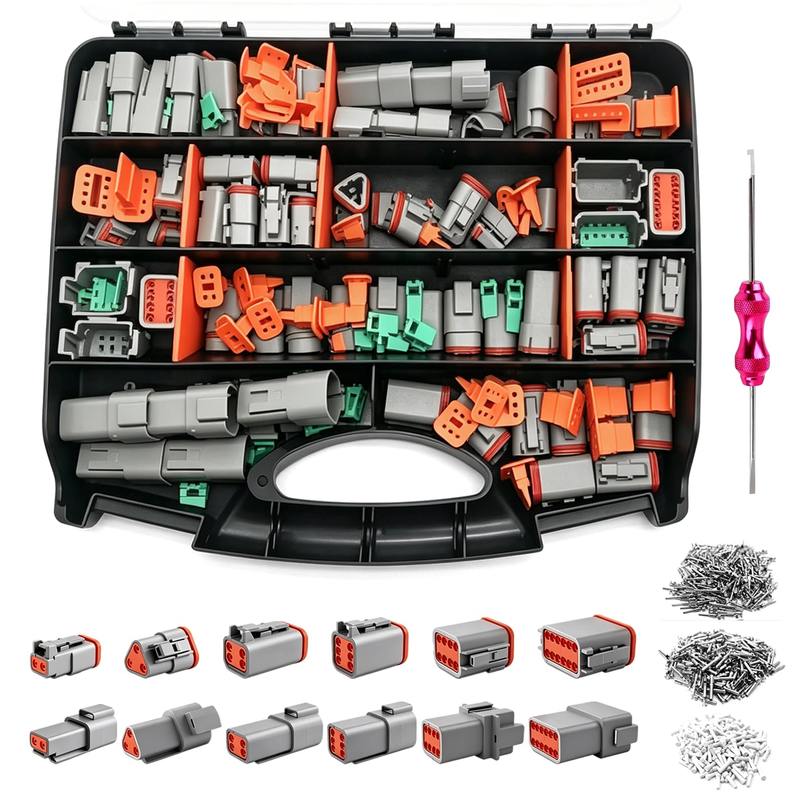 706 PCS Deutsch DT Conector Kit, IP67 Impermeable Deutsch Conector 2/3/4/6/8/12 Pines con Extractores, Deutsch Conector Terminal Kit para Coche, Camión, Moto, Kayak, Barco, Scooter