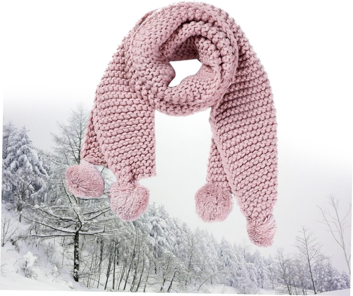 GALPADA for Kids Wool Scarf Knitted Fuzzy Ball Winter Scarf for Child Kids Style