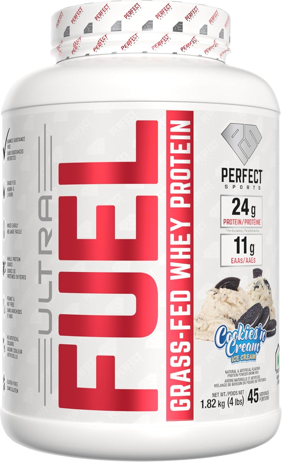PERFECT SPORTS - ULTRA FUEL - Grass-Fed Whey Protein 4lb - Cookies n' Cream