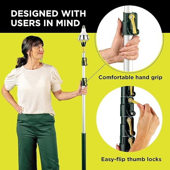 DOCA 7-30 Feet Telescoping Pole (36+ Feet Reach) and Roof Rake Attachment