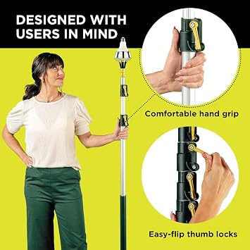 DOCA 7-30 Feet Telescoping Pole (36+ Feet Reach) and Roof Rake Attachment