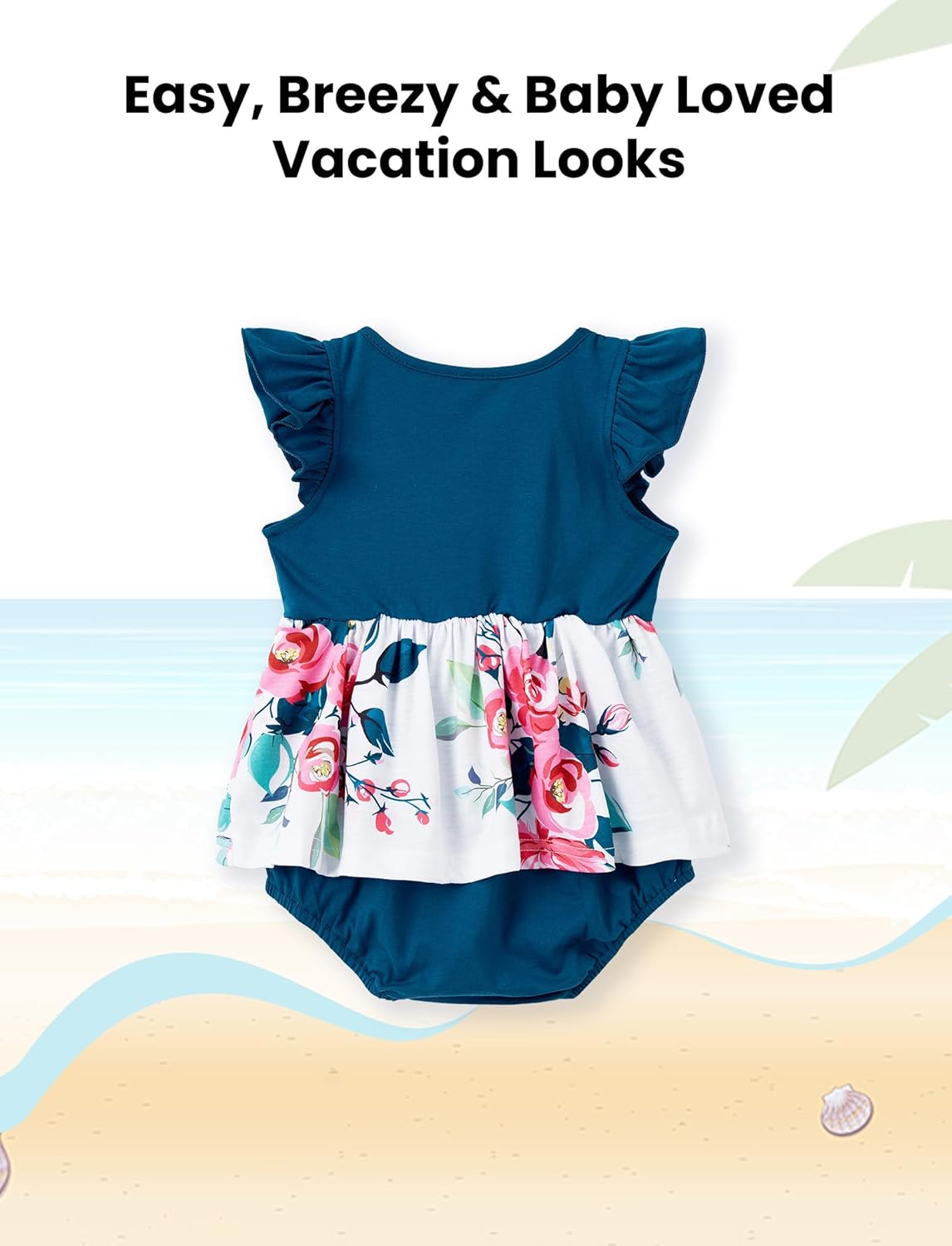 PATPAT Family Matching Outfits Summer Flutter Sleeve Mommy and Me Dresses and T-Shirts Sets Holiday Casual Family Outfits - Image 4